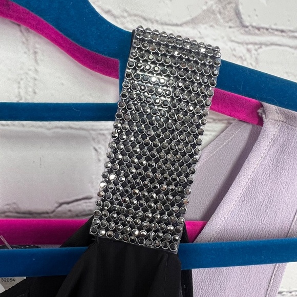 NWT($100) |•MSK•| Wide Leg Jumpsuit Rhinestone Cold Shoulder Sleeves Size L - Picture 5 of 14